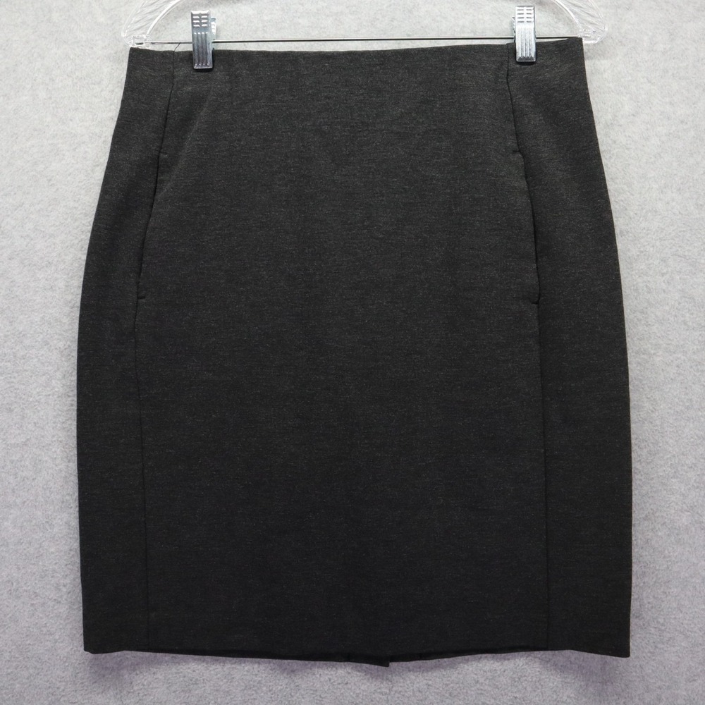 J Jill Skirt Womens Small Ponte Knit Pencil Straight Pockets Stretch Dark Gray